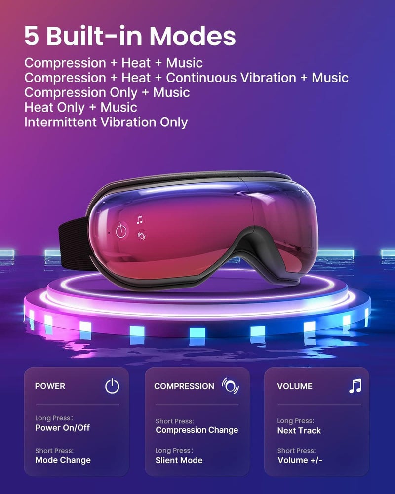RENPHO Eyeris 1 Eye Massager with Heat, Birthday Gifts for Women, Sleep Eye Mask with Bluetooth Music, Face Massager, Eye Care Device Gifts for Mom, Sleep Mask for Relax Eye, Reduce Eye Strain - Image 5