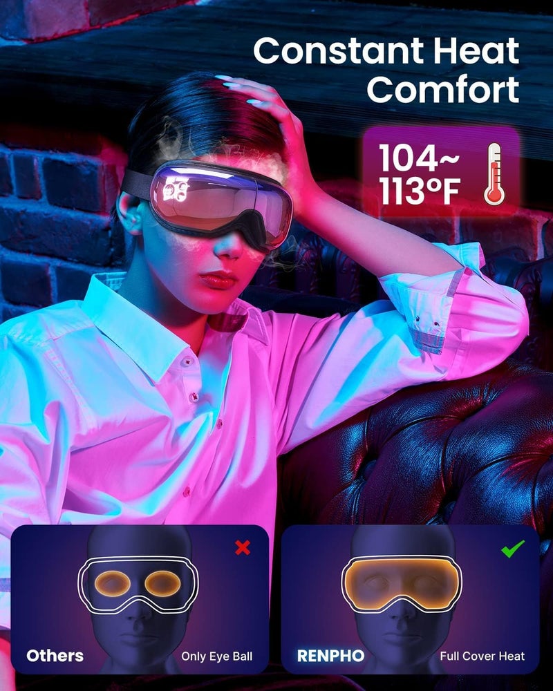 RENPHO Eyeris 1 Eye Massager with Heat, Birthday Gifts for Women, Sleep Eye Mask with Bluetooth Music, Face Massager, Eye Care Device Gifts for Mom, Sleep Mask for Relax Eye, Reduce Eye Strain - Image 3