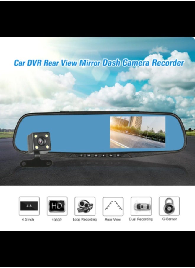 Generic - LCD Screen 4.3'' Dual Lens Car DVR Camera dual mirror Dash Rear View Mirror Camera FHD 1080P Vehicle Camcorder Video Recorder - Image 1