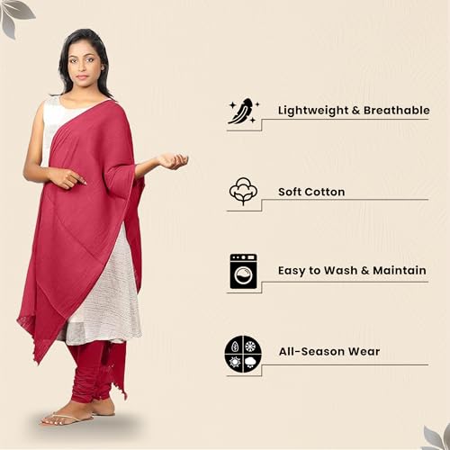 Happy Bunny Pure Cotton Dupatta for Women (2.5m) Soft, Lightweight, and Breathable Skin Chunni, Versatile Solid Color Stole for Everyday Styling and Festive Outfits - Image 2