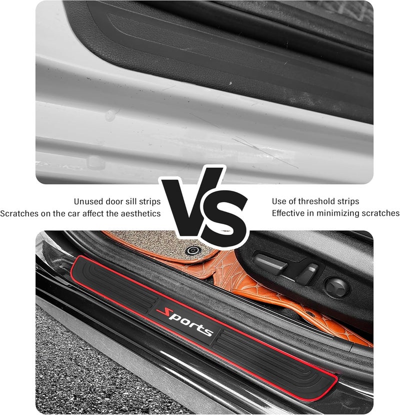 carleef 4PCS Car Door Sill Protector,Anti-Scratch Rubber Car Door Protector Edge Guards for Door Steps,Universal Automotive Exterior Accessories Waterproof Door Threshold Strips (Sport, Width 2.36") - Image 3