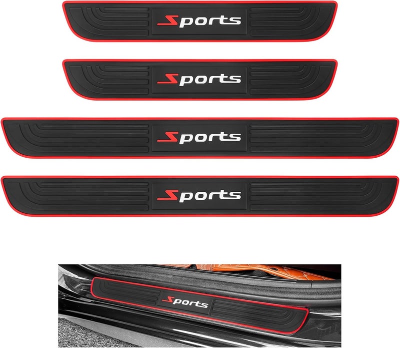 carleef 4PCS Car Door Sill Protector,Anti-Scratch Rubber Car Door Protector Edge Guards for Door Steps,Universal Automotive Exterior Accessories Waterproof Door Threshold Strips (Sport, Width 2.36") - Image 1