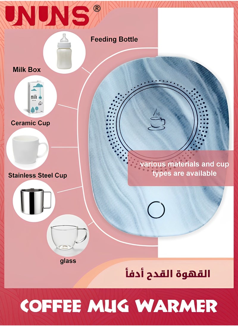 UNUNS سخان أكواب القهوة، مجموعة سخانات المشروبات، سخان مياه القهوة والشاي والحليب يعمل بالجاذبية الأرضية مع خاصية التشغيل/الإيقاف التلقائي، مجموعة أكواب سيراميك للاستخدام في المكتب والمنزل، رمادي  - Image 5