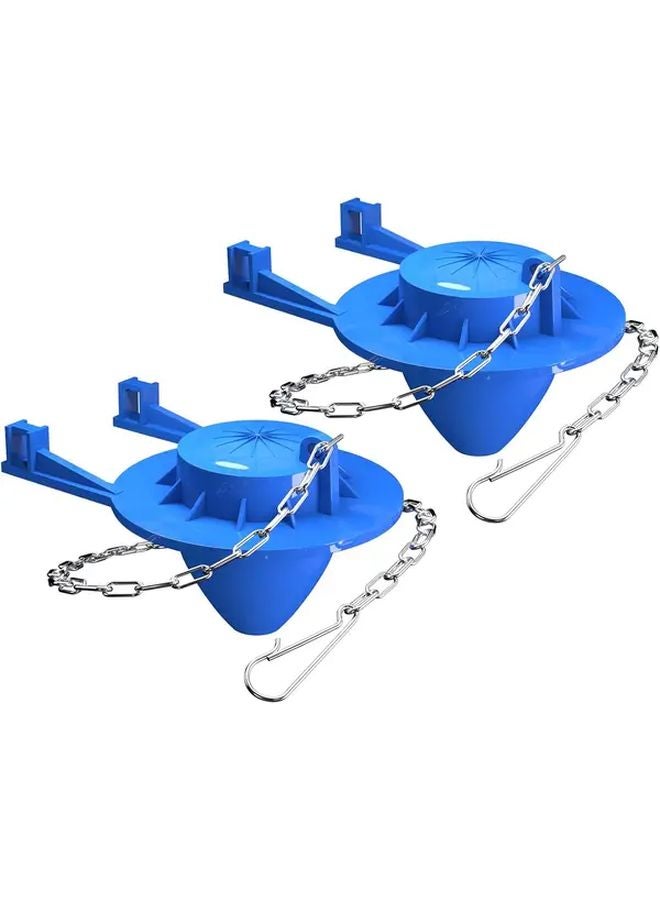 2 Pcs Blue Heavy Duty Toilet Tank Lids With Chain Easy Installation Leakproof - Image 2