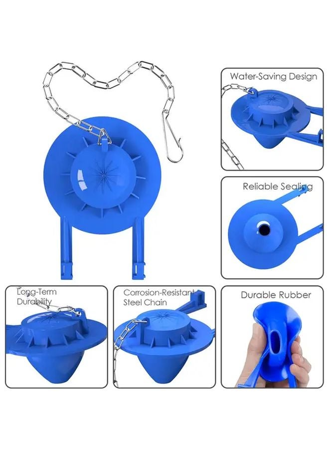2 Pcs Blue Heavy Duty Toilet Tank Lids With Chain Easy Installation Leakproof - Image 3