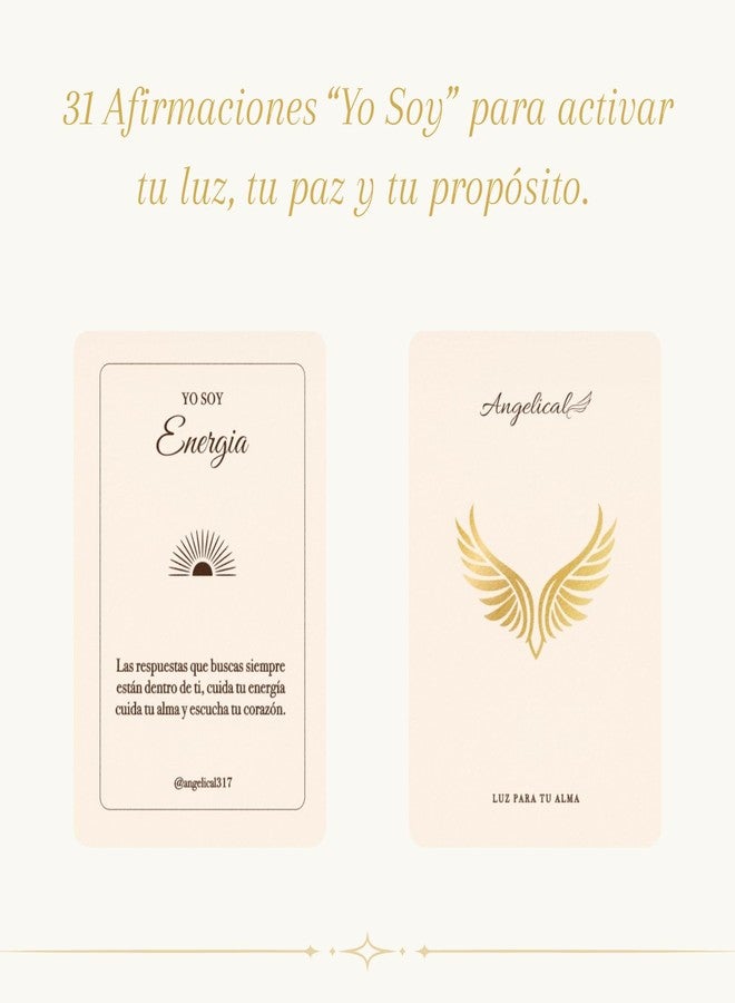 Cartas de Afirmación Angelical Yo Soy - 31 Cartas de Motivación، Autoayuda y Mindset en Español - Kit de Regalo Espiritual con Bolsa de Lienzo Artesanal - Luz para tu Alma - Image 2
