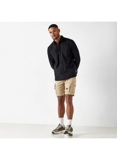 Ecko Unltd. Ecko Unltd Textured Flexi Waist Shorts with Cargo Pockets and Drawstring Closure  - Image 2