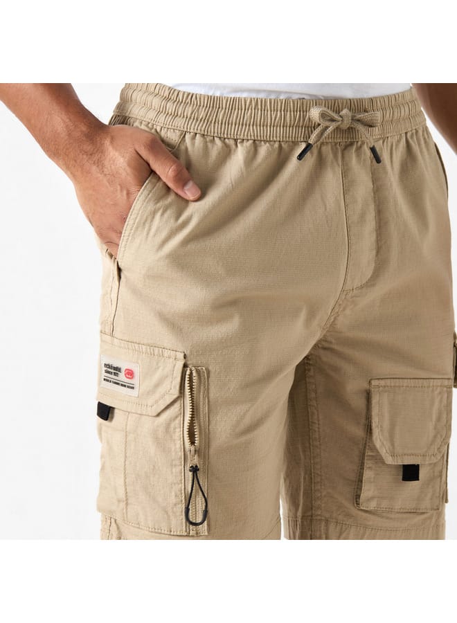 Ecko Unltd. Ecko Unltd Textured Flexi Waist Shorts with Cargo Pockets and Drawstring Closure  - Image 4