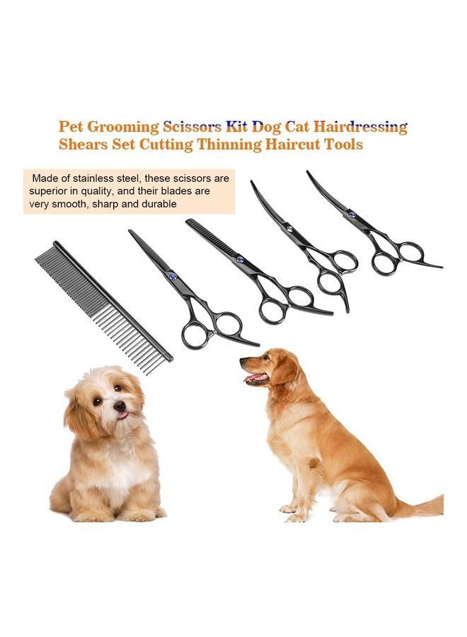 Y&D 7-Piece Pet Grooming Scissors Kit with Case Black - Image 1