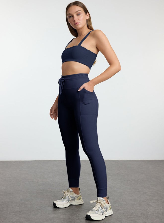 trendyol Navy Blue Brushed Scuba Full Length Sports Tights THMAW25TY00014 - Image 2