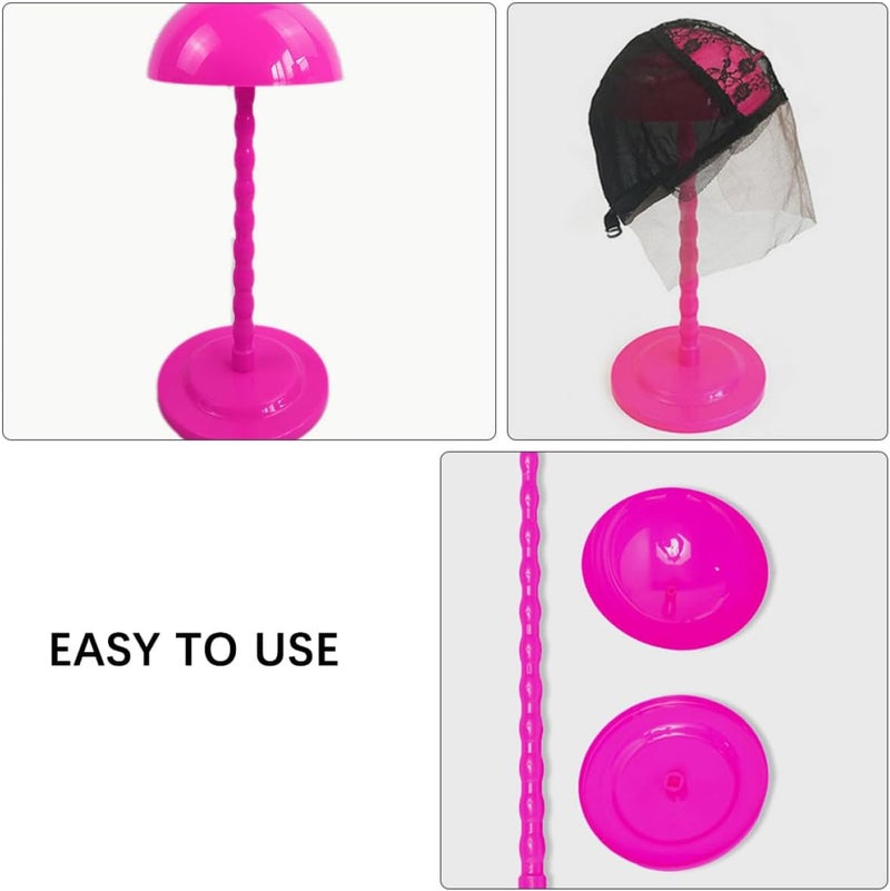 3pcs Detachable Wig Stand Rack Portable Wig Holder Display Rack for Styling and Storage with Foldable Design in Pink for Salon and Home Use - Image 4