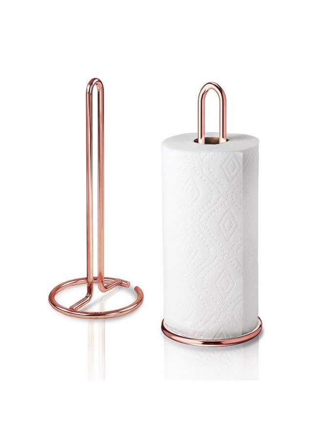 Kiwilon Paper Towel Holder - Rose Gold | Metallic Kitchen Countertop Tissue Organizer | Tissue Paper Dispenser Stand for Bathroom, Washbasin, Bars & Dining Tables | for Standard & Jumbo Rolls - Image 1