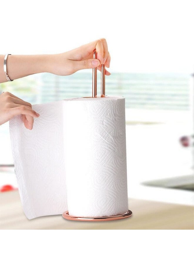 Kiwilon Paper Towel Holder - Rose Gold | Metallic Kitchen Countertop Tissue Organizer | Tissue Paper Dispenser Stand for Bathroom, Washbasin, Bars & Dining Tables | for Standard & Jumbo Rolls - Image 2
