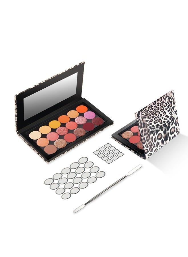 Fendy OULANAO Leopard Empty Makeup Magnetic Palette with Spatula and Metal Stickers 2pcs Palettes Set 18 Colors and 9 Colors Empty Magnetic Makeup Palette (Leopard Grain) - Image 1