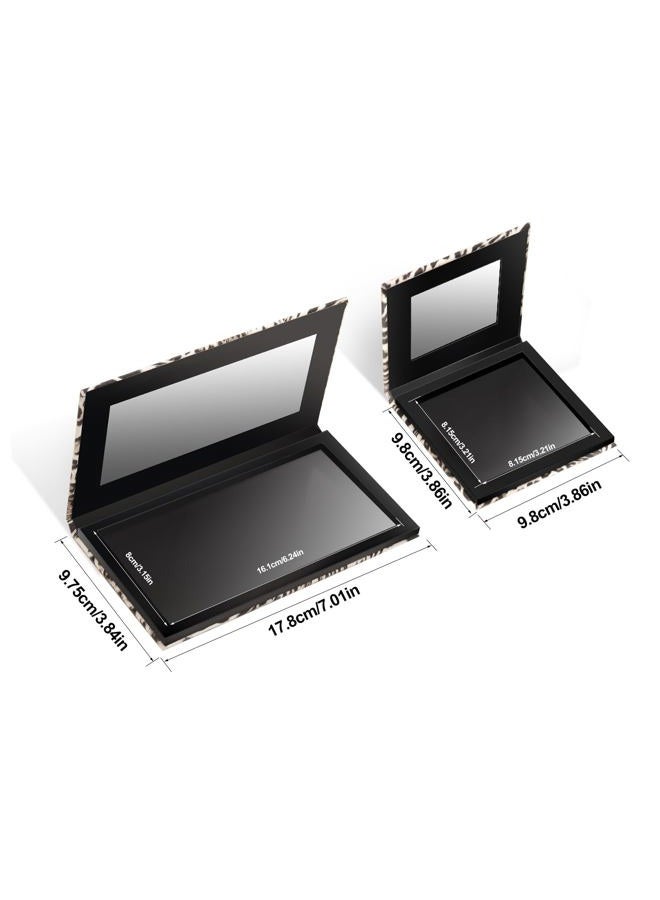 Fendy OULANAO Leopard Empty Makeup Magnetic Palette with Spatula and Metal Stickers 2pcs Palettes Set 18 Colors and 9 Colors Empty Magnetic Makeup Palette (Leopard Grain) - Image 2