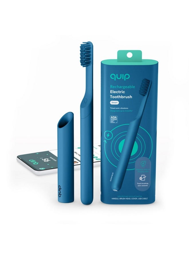 quip - Rechargeable Electric Toothbrush Sonic Toothbrush With Magnetic Charging Cable Quadrant Timer & Travel Case Ada Electric Toothbrush For Adults Travel Toothbrush Ocean Blue Plastic - Image 1