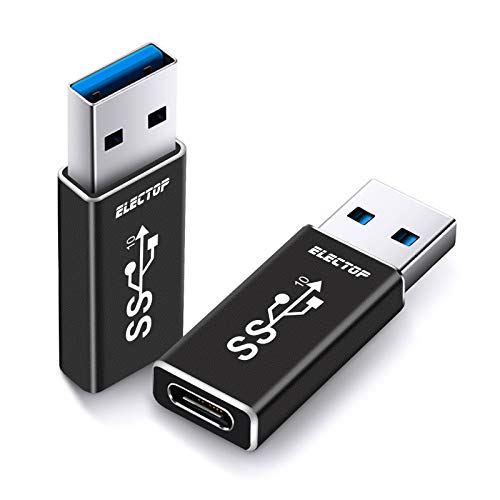 ELECTOP Updated USB to USB C Adapter (2 Pack), Support Double Sides10Gbps Charging & Data Transfer, USBC Female to A Male OTG Type C Converter for PC, Laptop, Charger, Power Bank, Quest Link - Image 1