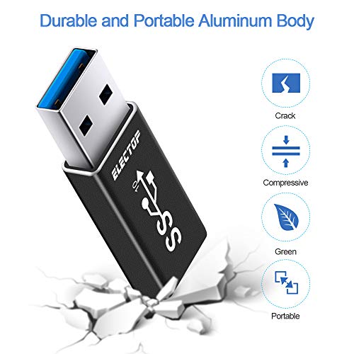 ELECTOP Updated USB to USB C Adapter (2 Pack), Support Double Sides10Gbps Charging & Data Transfer, USBC Female to A Male OTG Type C Converter for PC, Laptop, Charger, Power Bank, Quest Link - Image 5