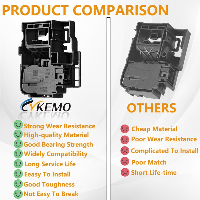 Cykemo (???????? ????????????????) Wh01X27954 Washer Lid Lock Switch Wh01X24381 Washer Lid Lock Bezel Wh02X24399 Washer Lid Lock Striker - Compatible With Ge Hotpoint Top Load Washer Replacement (3 Packs) - Image 4