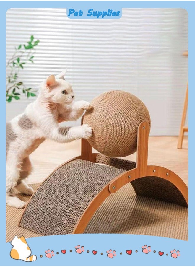 Generic - Cat Scratchers for Indoor Cats, Double-Sided Cat Scratcher with Natural Sisal + Carpet Cloth, Durable Solid Wooden Structure Cat Scratch Pad for Cat Scratch Cat Scratcher Lounge - Image 1