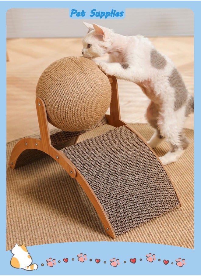 Generic Cat Scratchers for Indoor Cats, Double-Sided Cat Scratcher with Natural Sisal + Carpet Cloth, Durable Solid Wooden Structure Cat Scratch Pad for Cat Scratch Cat Scratcher Lounge  - Image 1