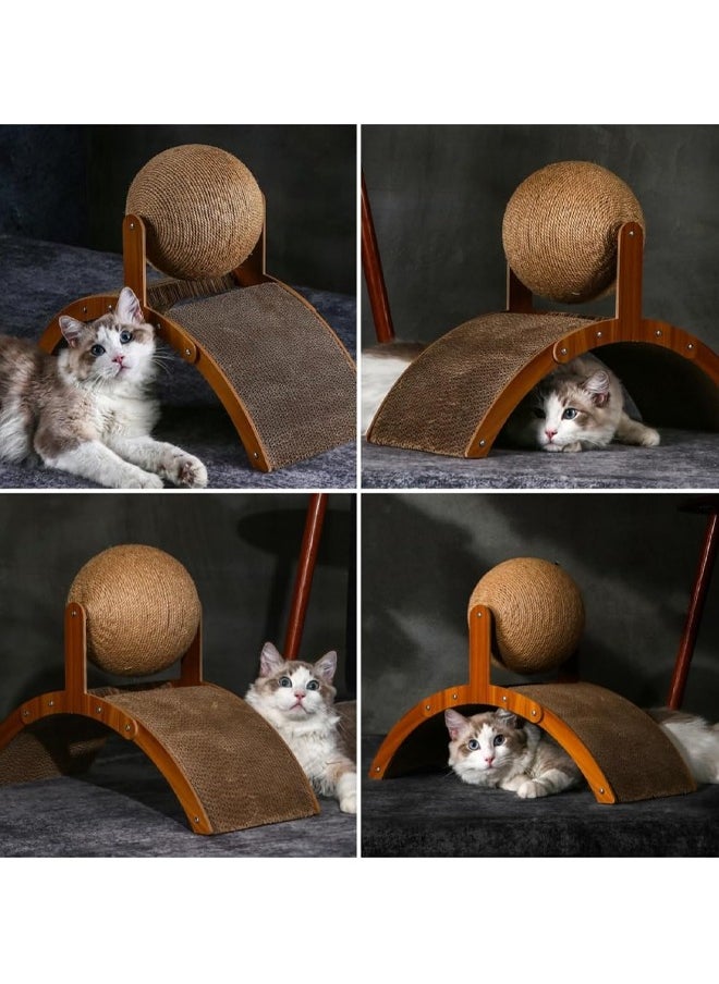 Generic - Cat Scratchers for Indoor Cats, Double-Sided Cat Scratcher with Natural Sisal + Carpet Cloth, Durable Solid Wooden Structure Cat Scratch Pad for Cat Scratch Cat Scratcher Lounge - Image 1