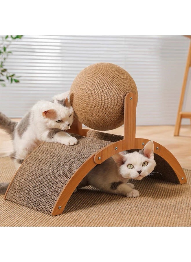 Generic - Cat Scratchers for Indoor Cats, Double-Sided Cat Scratcher with Natural Sisal + Carpet Cloth, Durable Solid Wooden Structure Cat Scratch Pad for Cat Scratch Cat Scratcher Lounge - Image 1