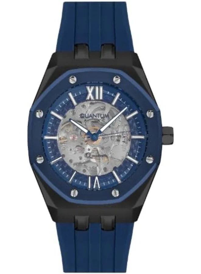 Quantum Quantum Men's 82S0 Movement Watch, Automatic Display and Silicone Strap - QMG1074.699, Blue