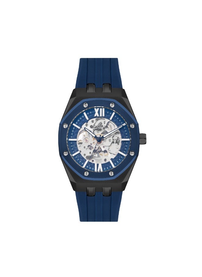 Quantum - Quantum QMG1074.699 Men's Automatic Display Watch & Silicon Strap Strap D.Blue - Image 1