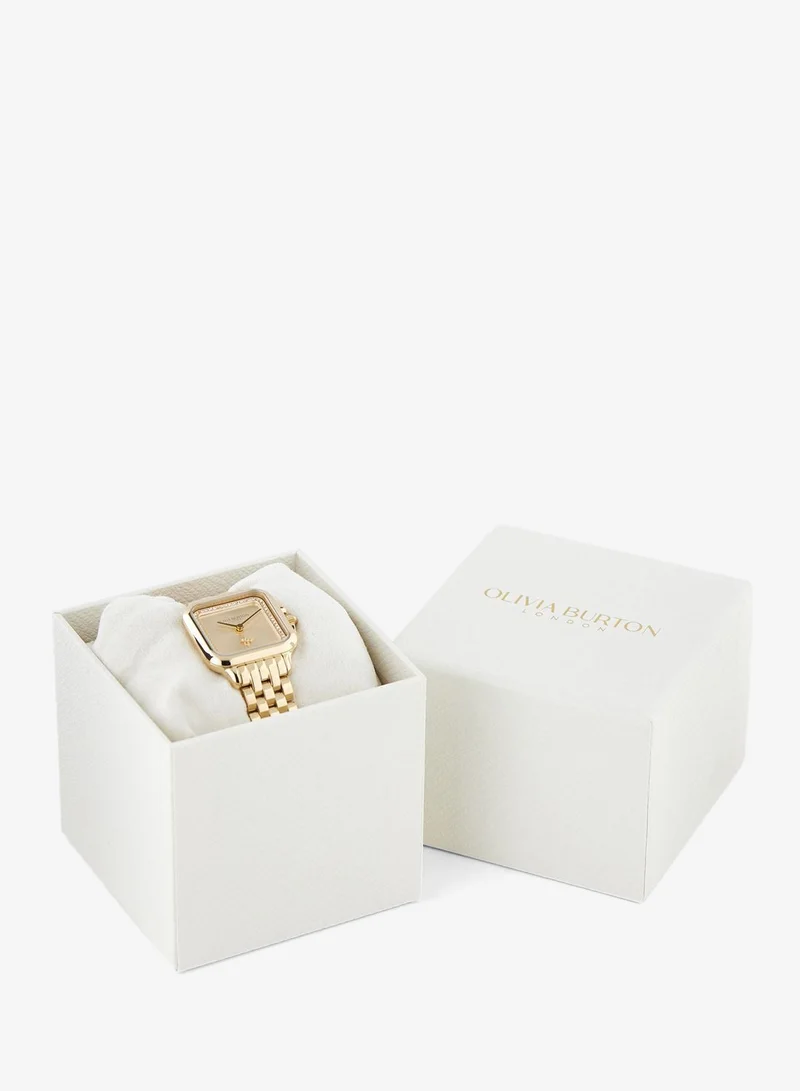 Olivia Burton  Grosvenor Collection Analog Quartz Watch For Women With Gold-Tone Stainless Steel Bracelet - 24000084 for Women | Best Price UAE