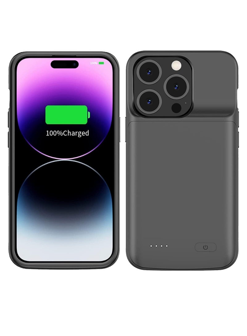 حافظة بطارية لهاتف iPhone 14 Plus، (4500، مللي أمبير) حافظة حماية محمولة قابلة لإعادة الشحن بطارية ممتدة متوافقة مع حافظة شحن iPhone 14 Plus (14 Plus 6.7 بوصة) أسود، - Image 1