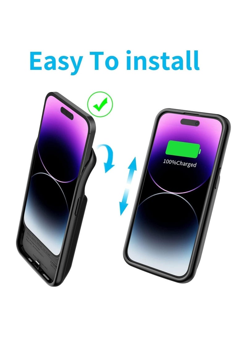 حافظة بطارية لهاتف iPhone 14 Plus، (4500، مللي أمبير) حافظة حماية محمولة قابلة لإعادة الشحن بطارية ممتدة متوافقة مع حافظة شحن iPhone 14 Plus (14 Plus 6.7 بوصة) أسود، - Image 3
