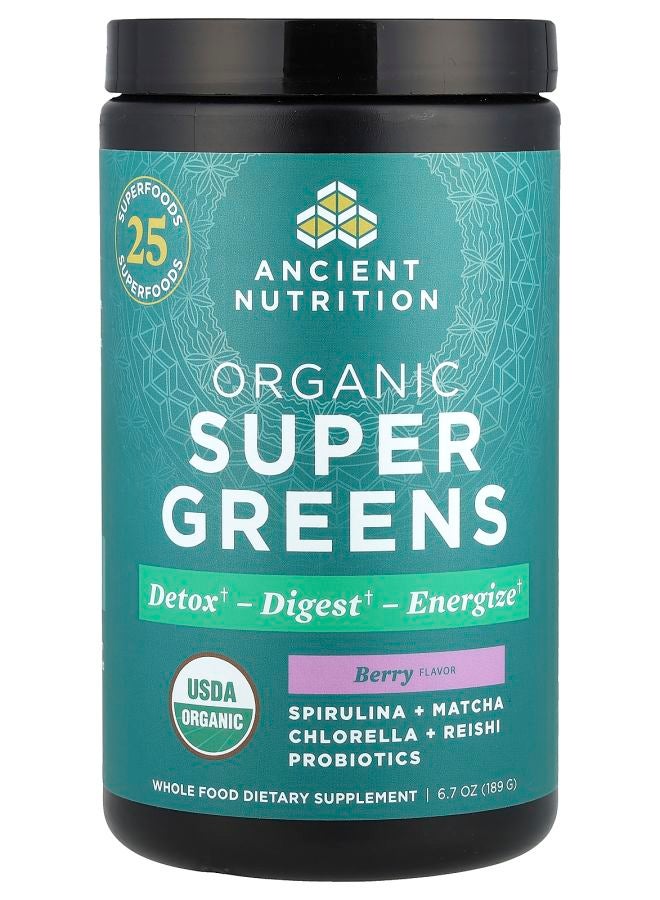 Ancient Nutrition Organic Super Greens Berry 6.7 oz (189 g)