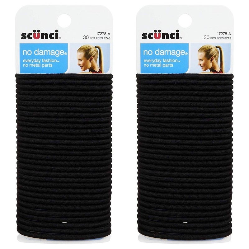 Scunci No Damage Elastics, Black (30 pcs (2-Pack))