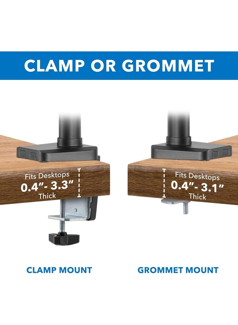 Green Tiger Triple Monitor Mount Stand - Three Height Adjustable Arms for 3 Computer Screens - Full Motion Articulating Gas Springs for 13"-30" Monitors VESA Mount - Image 5