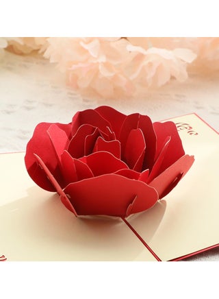 3D Pop-Up Greeting Card, Red Rose Greeting Card with Envelope for Mothers Day, Anniversary and Birthday - view 2