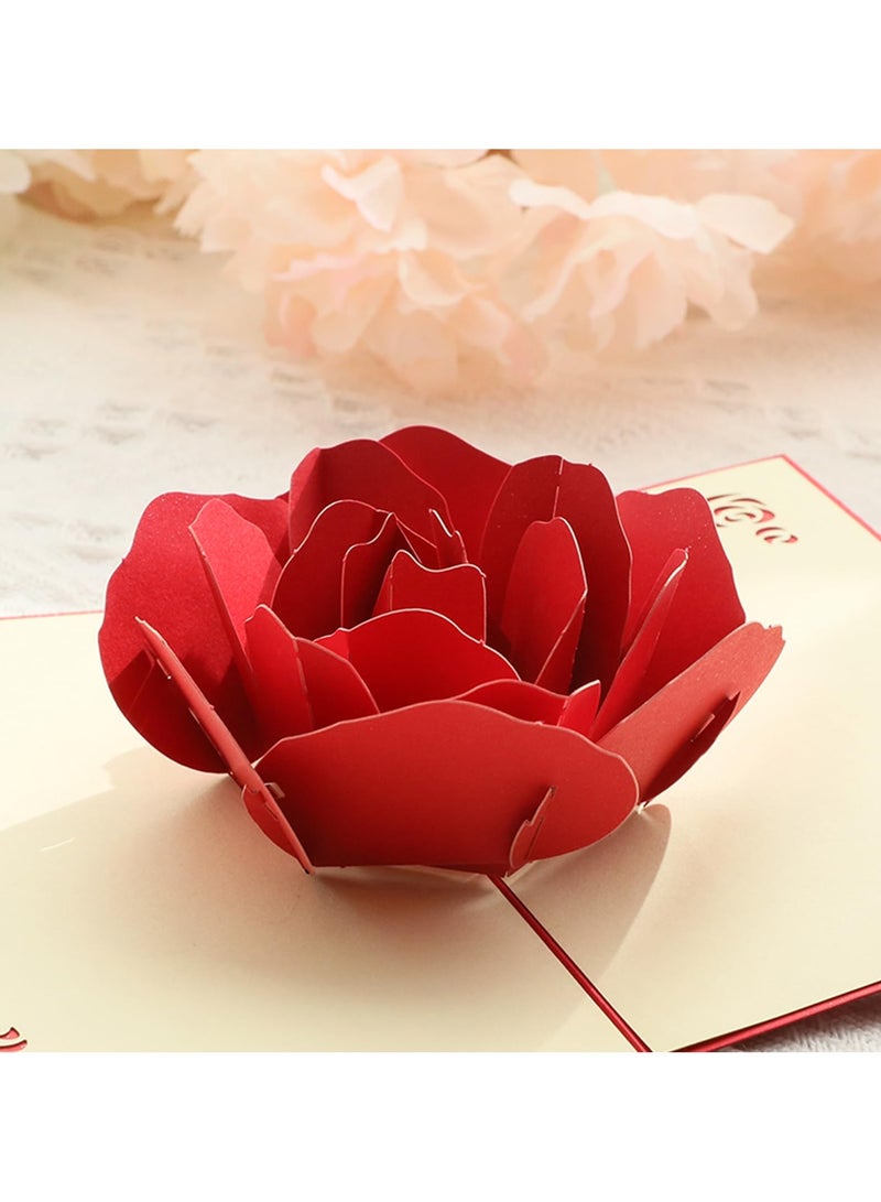 هاهاهاي بطاقة تهنئة منبثقة ثلاثية الأبعاد، بطاقة تهنئة بالورود الحمراء مع ظرف لعيد الأم والذكرى السنوية وعيد الميلاد - Image 2