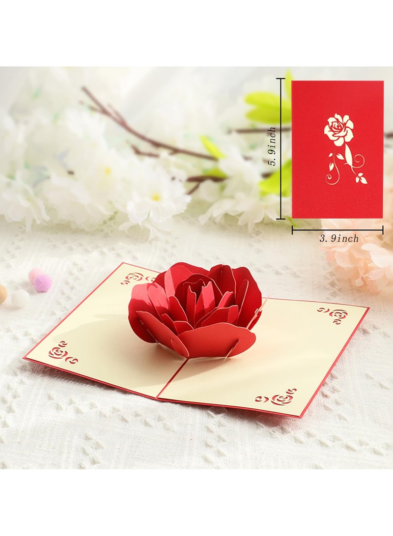 هاهاهاي بطاقة تهنئة منبثقة ثلاثية الأبعاد، بطاقة تهنئة بالورود الحمراء مع ظرف لعيد الأم والذكرى السنوية وعيد الميلاد - Image 3