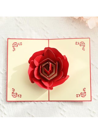 3D Pop-Up Greeting Card, Red Rose Greeting Card with Envelope for Mothers Day, Anniversary and Birthday - view 4