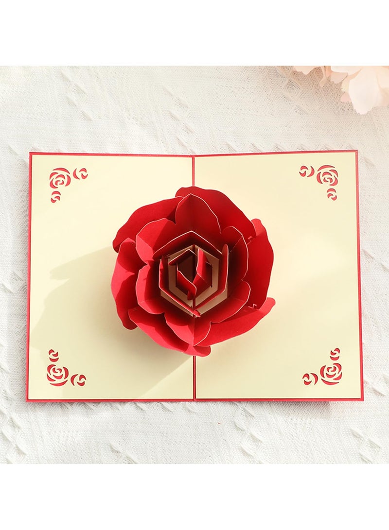 هاهاهاي بطاقة تهنئة منبثقة ثلاثية الأبعاد، بطاقة تهنئة بالورود الحمراء مع ظرف لعيد الأم والذكرى السنوية وعيد الميلاد - Image 4