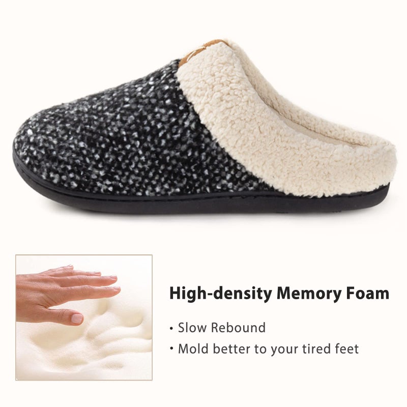 ULTRAIDEAS Women's Indoor Bedroom Slipper with Memory Foam, Gift for Women, Wool-Like House Shoe with Anti-Skid Rubber Sole for Ladies (11-12, Sleet) - Image 2