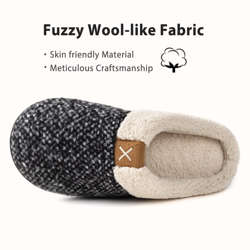 ULTRAIDEAS Women's Indoor Bedroom Slipper with Memory Foam, Gift for Women, Wool-Like House Shoe with Anti-Skid Rubber Sole for Ladies (11-12, Sleet) - Image 3