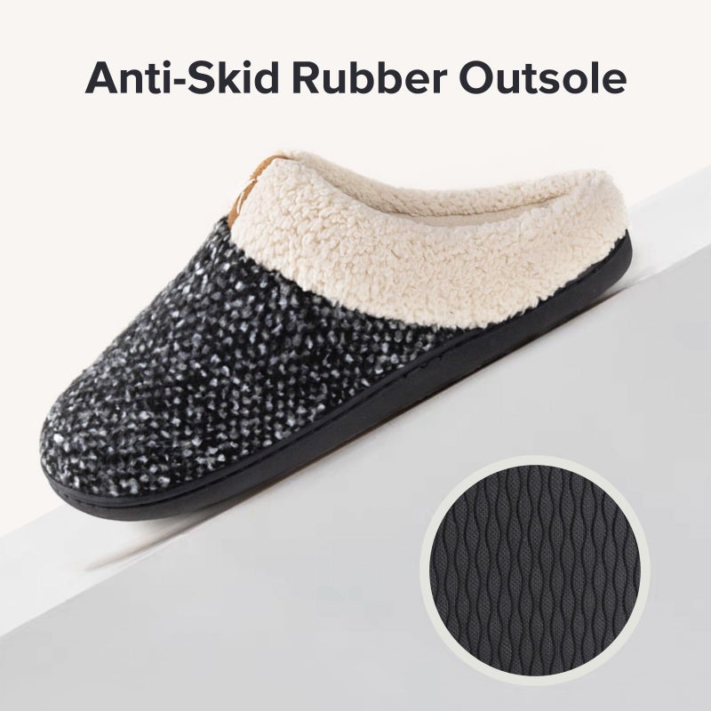 ULTRAIDEAS Women's Indoor Bedroom Slipper with Memory Foam, Gift for Women, Wool-Like House Shoe with Anti-Skid Rubber Sole for Ladies (11-12, Sleet) - Image 4