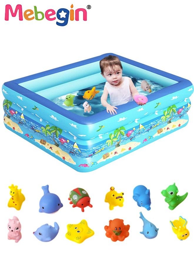 MEBEGIN Rectangle Non-Slip Splash Pad Kiddie Pool with 15 Animal Figures Inflatable Swimming Pool for Toddler Child Sprinkler for Kids Fun Backyard Fountain Outdoor Water Toys for Girls Boys 130*97*58cm  - Image 1