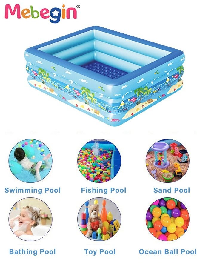 MEBEGIN Rectangle Non-Slip Splash Pad Kiddie Pool with 15 Animal Figures Inflatable Swimming Pool for Toddler Child Sprinkler for Kids Fun Backyard Fountain Outdoor Water Toys for Girls Boys 130*97*58cm  - Image 4