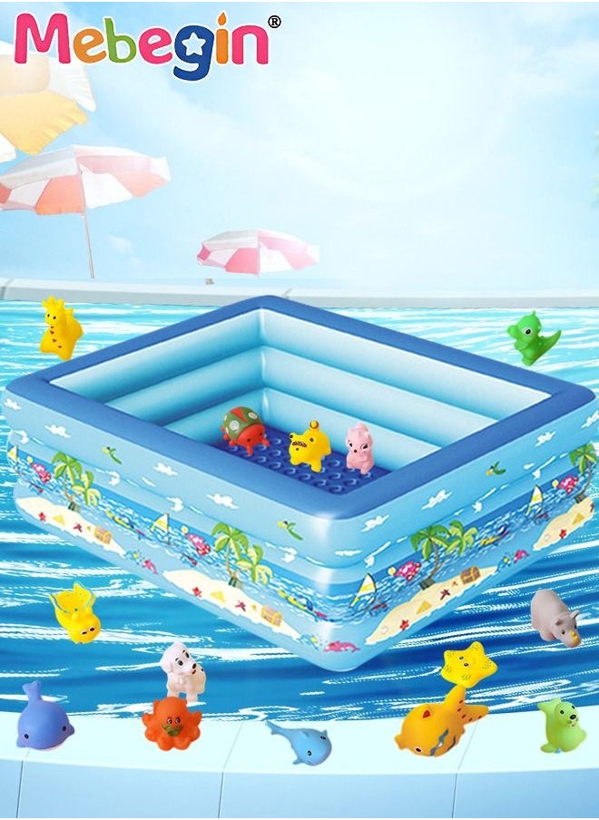 MEBEGIN Rectangle Non-Slip Splash Pad Kiddie Pool with 15 Animal Figures Inflatable Swimming Pool for Toddler Child Sprinkler for Kids Fun Backyard Fountain Outdoor Water Toys for Girls Boys 130*97*58cm  - Image 5