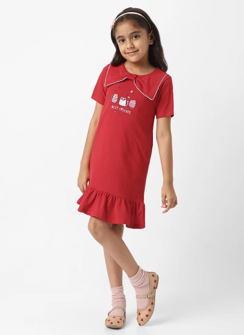 نوتيناتي Girls’ Cotton Dress | Half-sleeve Frock for Girls | 4 to 8 Years