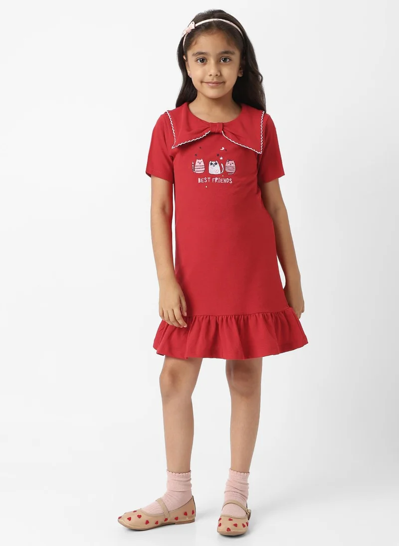 نوتيناتي Girls’ Cotton Dress | Half-sleeve Frock for Girls | 4 to 8 Years