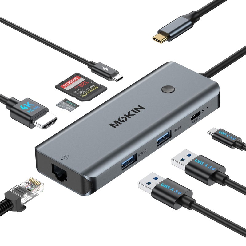 Mokin USB C Hub for MacBook Pro/Air,Mac Dongle with 3 USB Port,USB C to HDMI, USB C to RJ45 Ethernet,MOKiN 8 in 1 USB C to HDMI Adapter,100W PD Charging, USB C to SD/TF Card Reader USB C Hub - Image 1