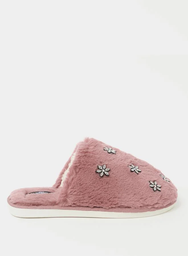 Closet Embellished Detail Padded Bedroom Slippers